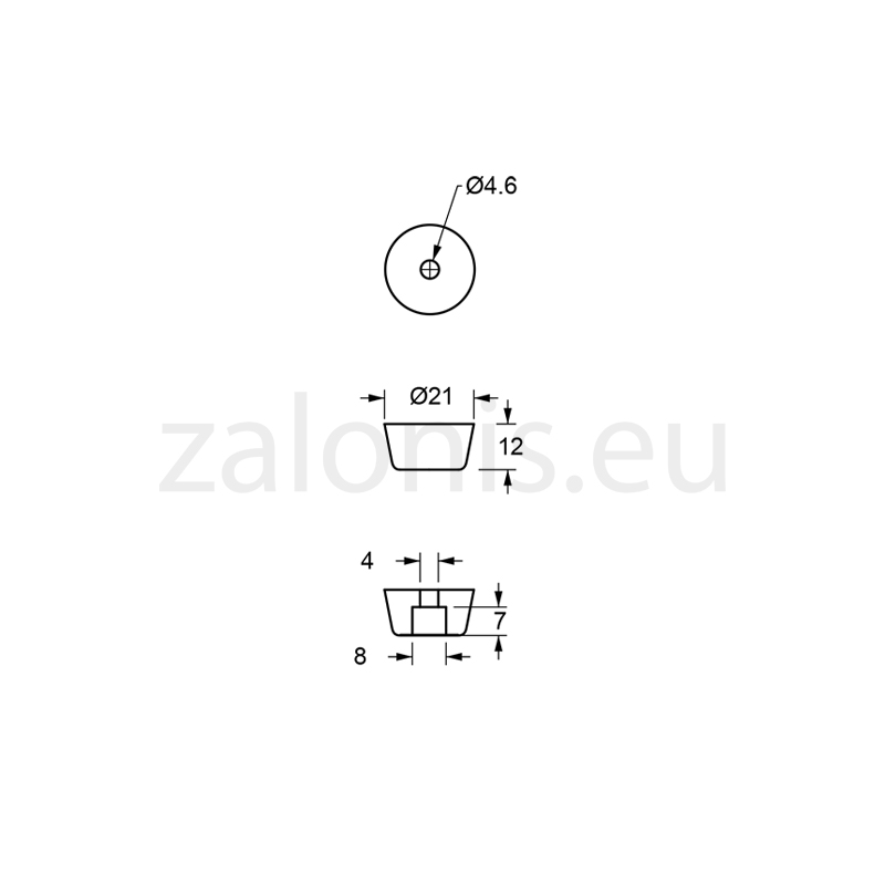 ΠΑΤΙΝΙ ΒΙΔΩΤΟ Φ21 Υ12mm / ΜΑΥΡΟ